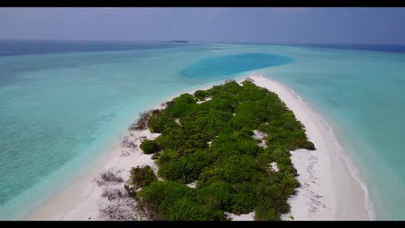 Aerial above travel of beautiful coastline beach time by blue sea with clean sand background of adve