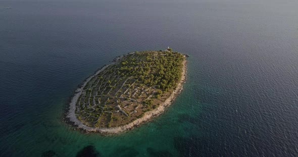 AERIAL: Lighthouse island in Croatia