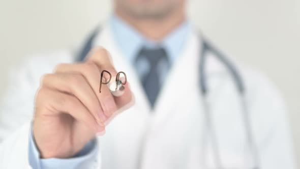 Prostate Cancer Doctor Writing on Transparent Glass