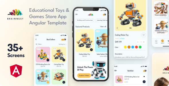 BrainNest - Educational Toys & Games Store Angular Mobile App | PWA