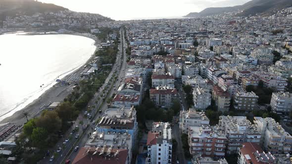 Aerial View Alanya Turkey  Resort Town Seashore