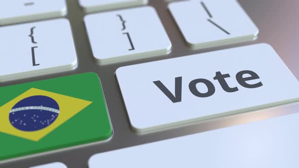 VOTE Text and Flag of Brazil on the Computer Keyboard alt