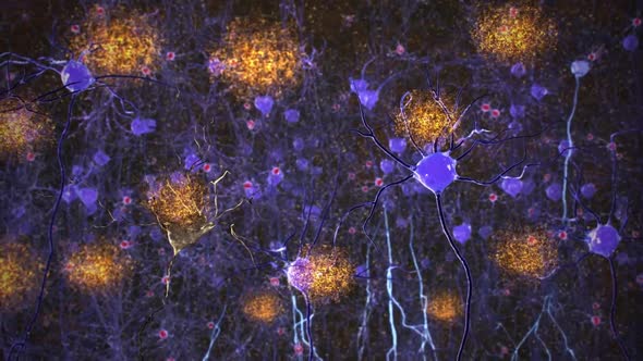 Neurons in action. electrical impulses between neuronal connections