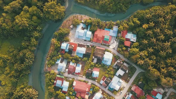 Top view traditional Malay kampung