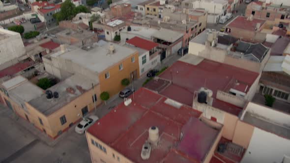 Tilt-up Reveal Of Aqueduct Of Queretaro, Historic Landmark In The City Of Queretaro, Mexico. aerial