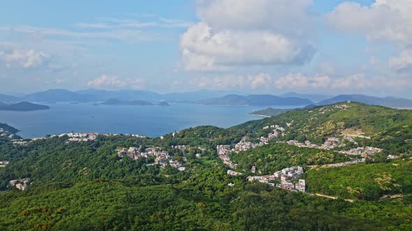 Secret Village on the mountain in Tseung Kwan O near the sea, Hong Kong. Beautiful Cloud.