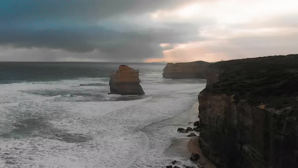 Day View on Magnificient Twelve Apostles Along the Great Ocean Road Australia From Drone