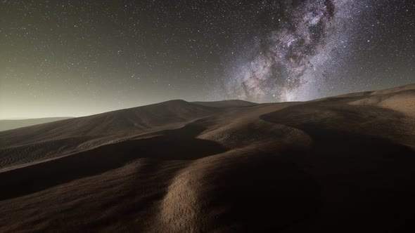 Amazing Milky Way Over the Dunes Erg Chebbi in the Sahara Desert