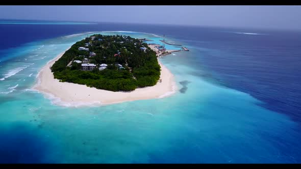 Aerial view landscape of tropical resort beach journey by aqua blue water and white sand background 
