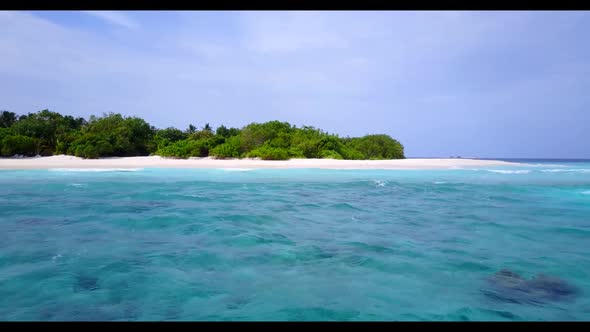 Aerial view panorama of beautiful coastline beach break by clear ocean with white sand background of