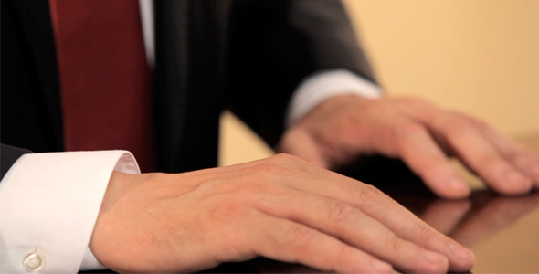 Businessperson in Office Close Up On Hands