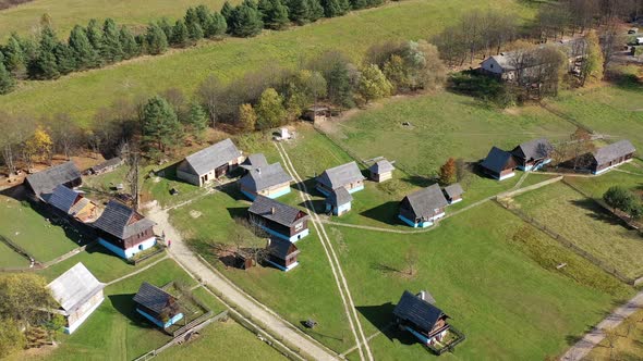 Aerial View Of Open-Air Museum In Stara Lubovna City In Slovakia