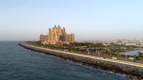 Aerial view of Atlantis the palm resort in the coast of Palm Jumeirah, Dubai.