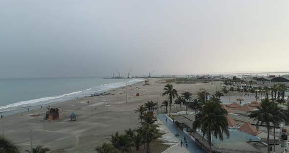 Manta aerial shot of the coast of playa Murcialago