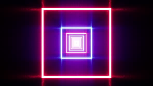 Red and Blue Square Neon Flicker Lights VJ Loop