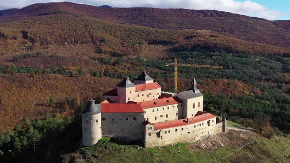 Aerial view of Krasna Horka castle in Slovakia