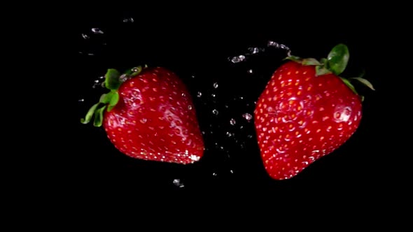 Delicious Strawberries Collide Each Other