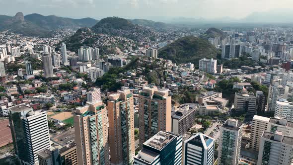 Aerial cityscape of downtown Vitoria Espirito Santo Brazil.