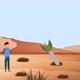 Man Search Way Out Around Rocket In The Ground In Desert 4K - VideoHive Item for Sale