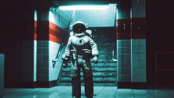 Astronaut at Underground Metro Subway