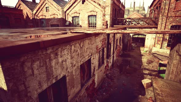 Old Abandoned Industrial Buildings at Factory alt