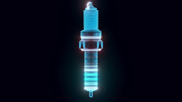 Spark Plug Hologram Rotating 4k