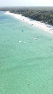 Vertical Video of the Ocean Near the Coast of Zanzibar Tanzania