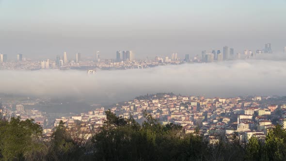 A foggy day at the Bosphorus in Istanbul , Timelapse 