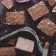 Composition of Fresh Homemade Chocolate Brownie Squares Melting Chocolate and Fresh Blueberries - VideoHive Item for Sale