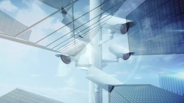 Animation of surveillance camera with buildings in background alt