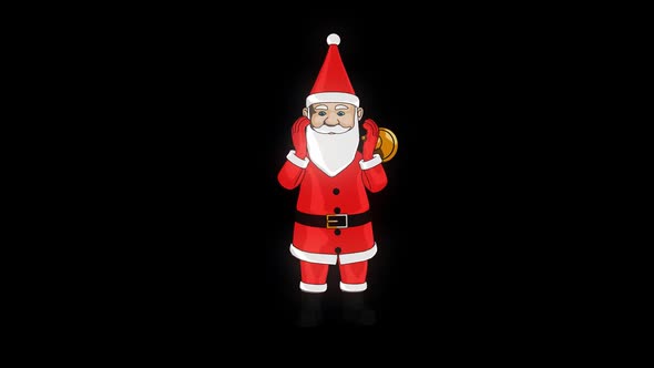 Santa Ringing Christmas Bell With Transparent Background