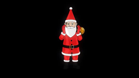 Santa Ringing Christmas Bell With Transparent Background alt
