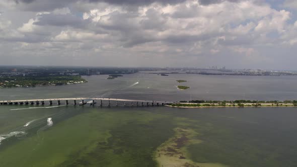 Aerial Video Miami Julia Tuttle Causeway Over Biscayne Bay 4k 60fps