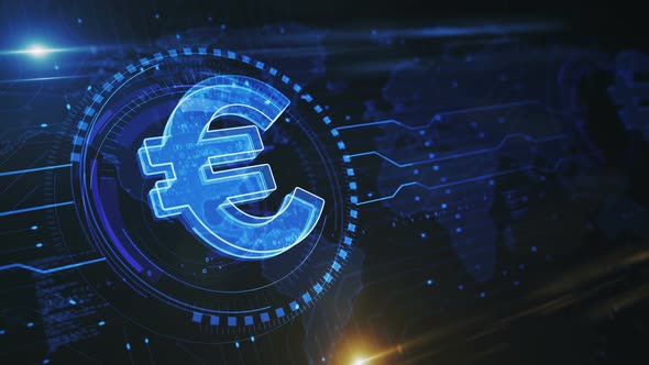 Euro currency icon and EUR money symbol loop digital concept