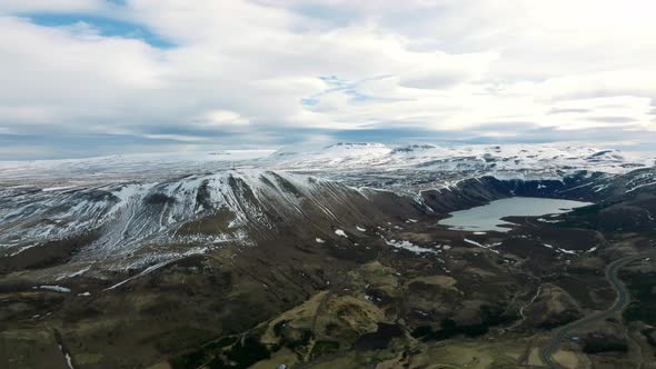 Aerial Scenic View of the Historic Town of Husavik Iceland