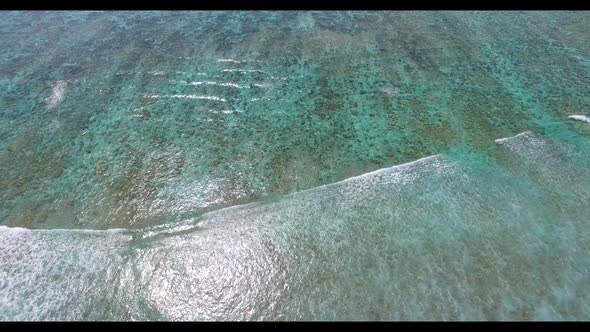 Aerial texture of tropical bay beach voyage by blue lagoon with bright sand background of a daytrip 