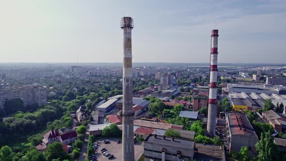 City Thermal Power Station Among Urban Areas