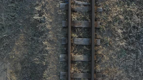 Drone Flight Over an Old Narrow Gauge Railway