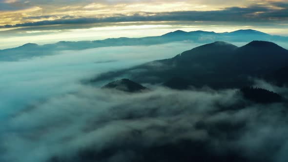 Nature Beautiful Fog Mountains Magical Abstract Sunset Morning