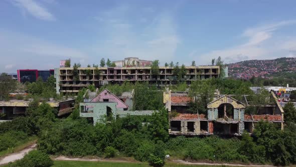 Destroyed and Abandoned Buildings in Sarajevo 4K