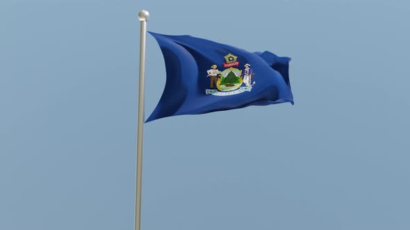 Maine flag on flagpole.