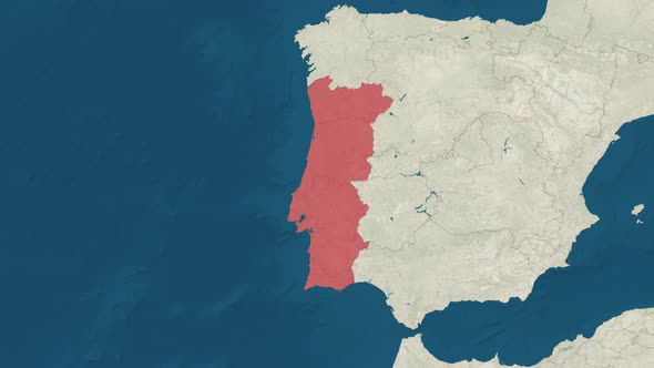 Zoom in to the Map of Portugal with Text Textless and with Flag