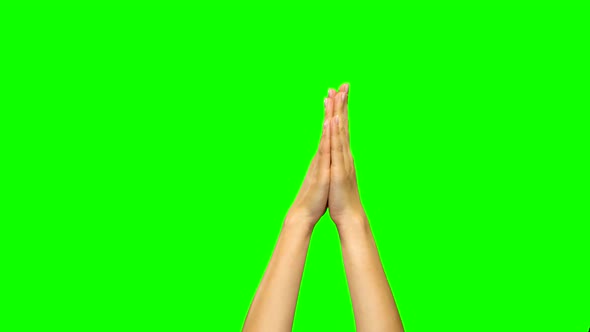 Hands Appearing, Clapping, Showing Thumbs Up, Hiding Back. Green Screen.