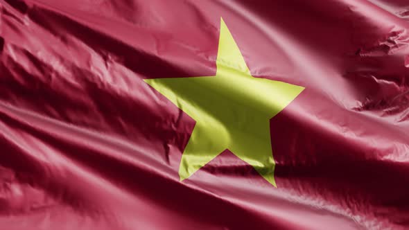 Vietnam flag waving on the wind. Slow motion. 20 seconds loop.