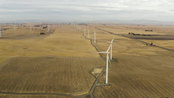 Aerial shot of Windmills field on Montezuma Hills