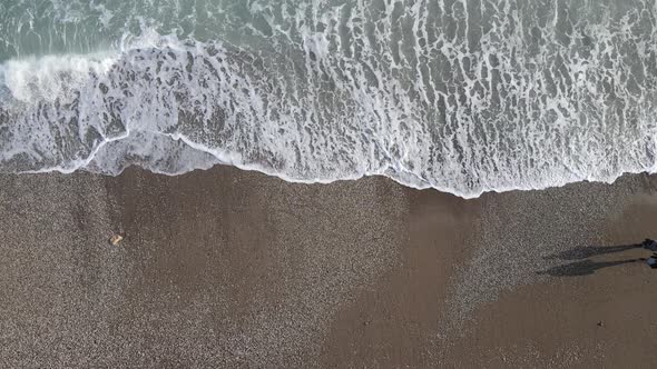 Aerial View Sea Near Coast  Closeup Coastal Seascape