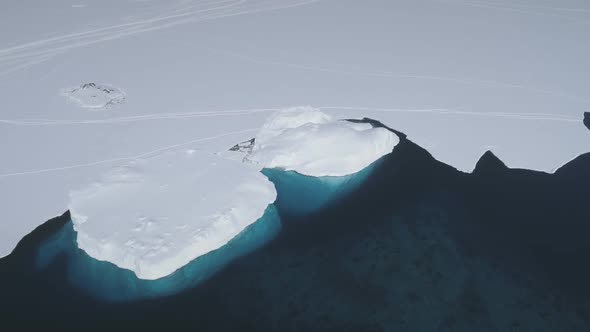 Aerial Drone Flight Over Antarctica Shoreline
