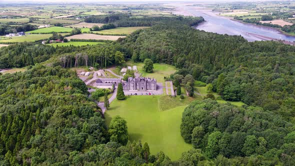 Aerial of Belleek Castle in County Mayo Ireland