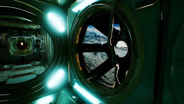 Dark Space Ship Futuristic Interior