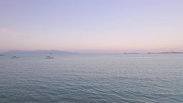 Colorful 4k Drone Sunset Ocean Views Over the Coast at Bo Phut Beach in Koh Samui Thailand, Includin